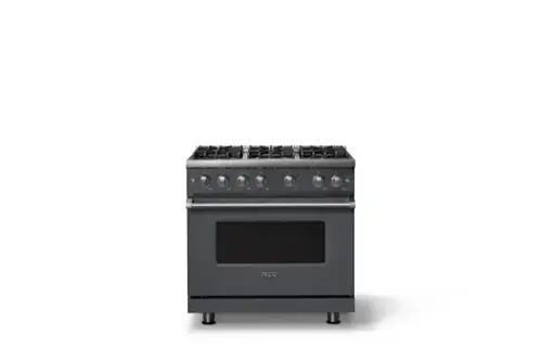 Front. Viking - Pro 5 Series 5.1 Cu. Ft. Freestanding Sealed 6 Burner Gas Convection Range - Cast Black - Cast Black.