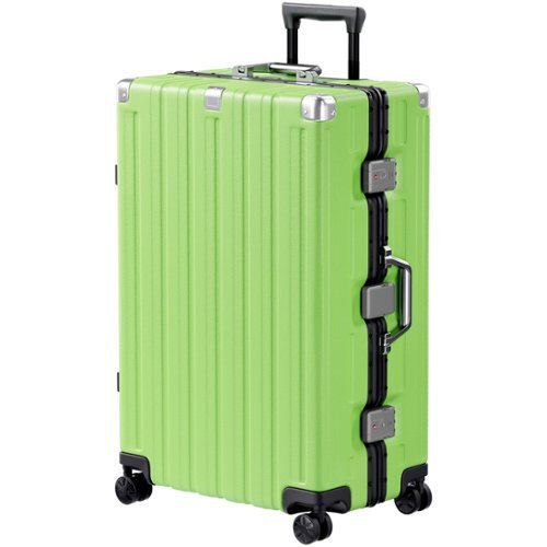 Brick Attic - 28 Inch Aluminum Frame Luggage Checked Suitcase with Spinner Wheels TSA Approved No Zipper Hard Shell Luggage - Green-Front_Standard 