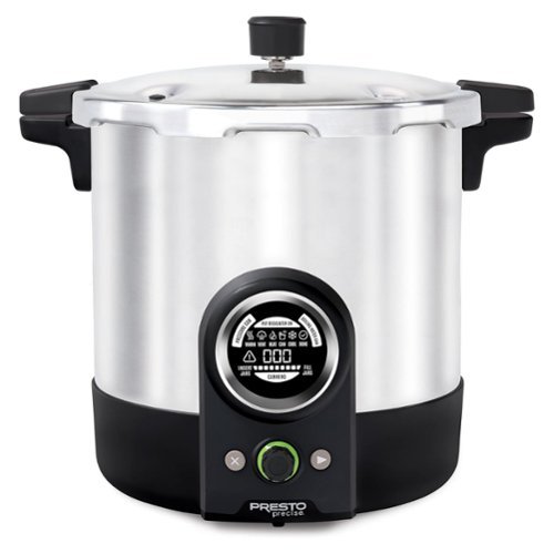 Presto - 23 Quart Digital Pressure and Water Boiling Canner, LED Digital Display - Black/Silver-Front_Standard 