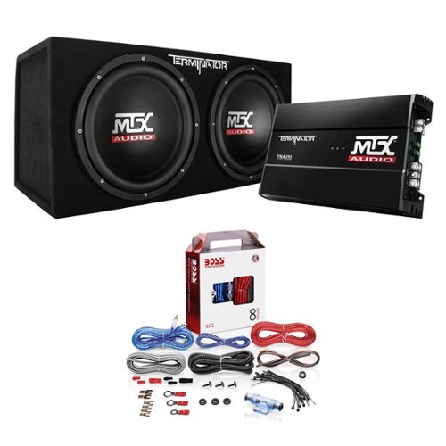 MTX - 12 Inch Dual Car Subwoofer Audio, Sub Box, & Amplifier Bundle w/ Wiring Kit - Black-Front_Standard 