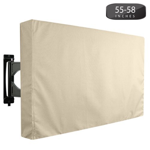KHOMO GEAR - Outdoor TV Cover 55" x 58" – Weatherproof Protector for Flat Screen TVs - Beige-Front_Standard 