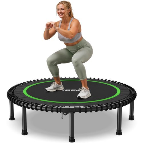 FED Fitness - BCAN 550LBS Foldable Mini Trampoline, 48"Adult Fitness Trampoline with Durable Bungees - Green-Front_Standard 