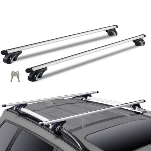 VEVOR - Roof Rack Cross Bars, Aluminum Roof Rack Crossbars, Fit Raised Side Rail with Gap, 200 lbs Load Capacity - Silver-Front_Standard 