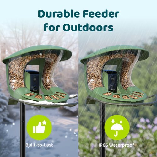 BIRDFY Birdfy 2 Smart Bird Feeder with Camera, AI Bird Recognition, Weatherproof, Eco-Friendly Design - Green WORLDWIDE DELIVERY