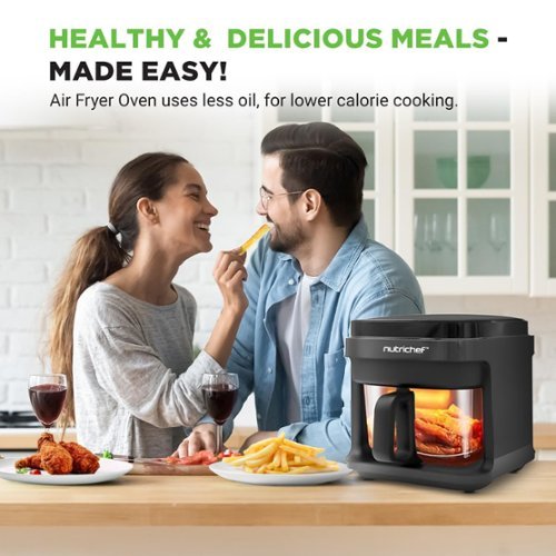 NutriChef 5.8 Quart Air Fryer 8 1 Preset Cook Modes Temperature