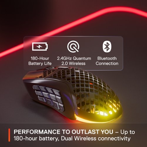 SteelSeries Aerox 9 Wireless Ultra Lightweight Honeycomb Water Resistant RGB Optical Gaming Mouse With 18 Programmable Buttons - Wireless - Black GLOBAL SHIPPING