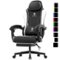 Dowinx - Gaming Chair with Pocket Spring Cushion, Ergonomic Computer Chair with Footrest and Lumbar Support for Office or Gaming - Black white-Front_Standard