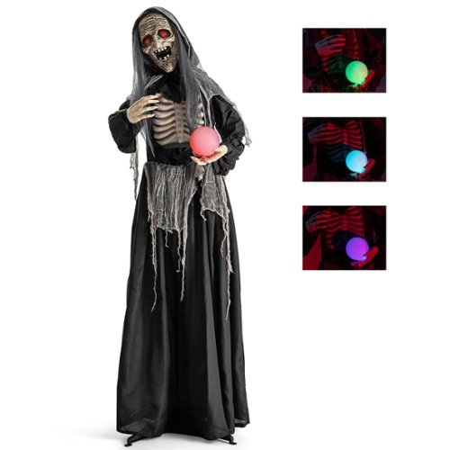 Costway 6ft Halloween Animatronics Standing Witch Talking Animated Wicked Witch - Black