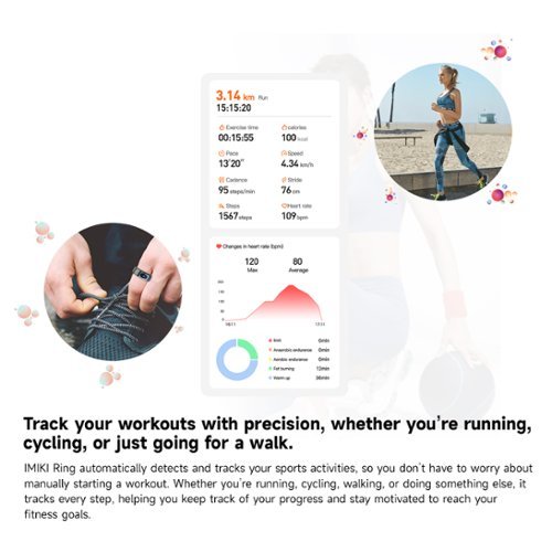 IMIKI Smart Ring – Waterproof Fitness Tracker w/ Health & Sleep Monitoring, Touch Function – Size Before You Buy – Size 9 - Silver BUY IN UAE