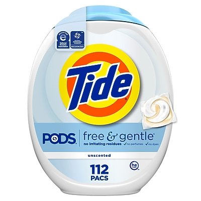 Tide - PODS Free & Gentle HE Laundry Detergent Capsules, 83 oz., 112 Capsules/Pack (03229)