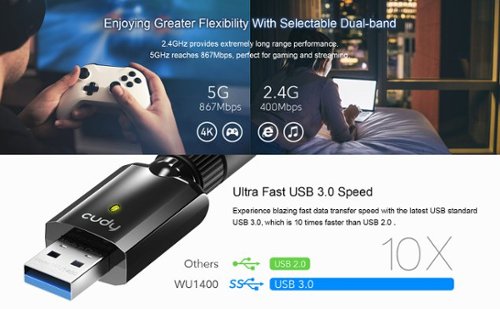 Cudy  AC1300 Wi-Fi USB 3.0 Adapter, 802.11ac/a/b/g/n, 5GHz/2.4GHz, 1 High gain detachable antenna, USB 3.0, Black - black HOW TO BUY
