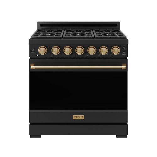Gordon Ramsay Series by Thor Kitchen 6.0 Cu. Ft Freestanding Gas Range with Bronze Hardware - Black