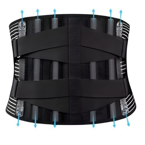 Kitcheniva - Adjustable Lower Back Brace Lumbar Support Waist Belt Large - Black-Front_Standard 