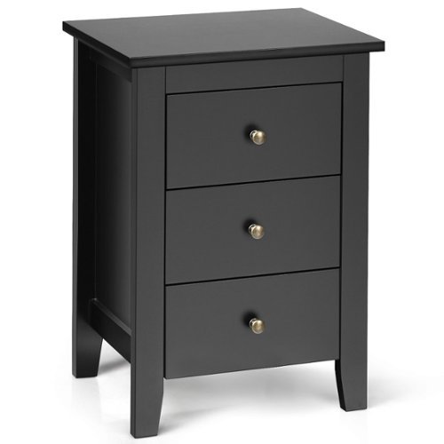 Costway - Nightstand End Beside Sofa Table Cabinet with  3 Drawers Bedroom Furniture - Black