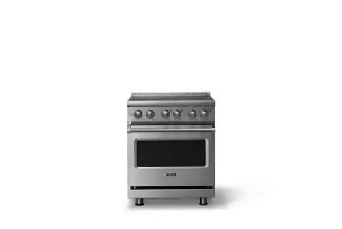 Front. Viking - 30 in. Wide 4 Elements Pro 5 Series 4.7 Cu. Ft. Freestanding Electric Convection Range - Stainless Steel - Stainless Steel.