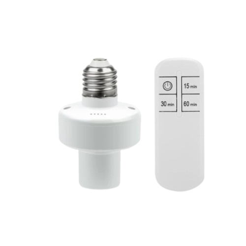 Stock Preferred - Wireless Remote Control E27 Light Bulb Socket Holder - White-Front_Standard 