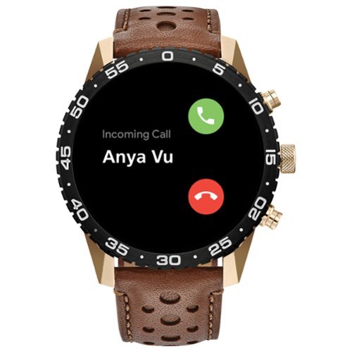 Citizen CZ Smart 45mm Unisex IP Stainless Steel Sport Smartwatch with Perforated Leather Strap - Gold WORLDWIDE DELIVERY