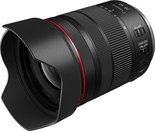 Canon - RF20-50mm F4 L IS USM Power Zoom Standard Angle Zoom Lens for Use with EOS R-Series Mirrorless Cameras - Black