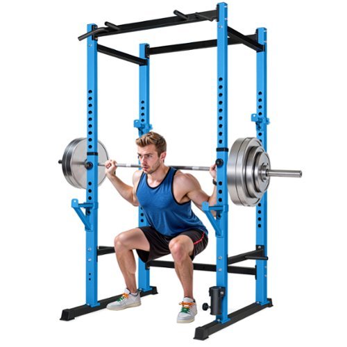 Brick Attic - 1000LB Capacity Power Rack, Rack Cage for Weight Training, Adjustable Squat Stand Rack for Home Gym Equipment - Blue-Front_Standard 