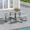 Gymax - Outdoor Picnic Table Portable Picnic Table Bench w/ 4 Benches & Umbrella Hole Grey - Gray-Front_Standard