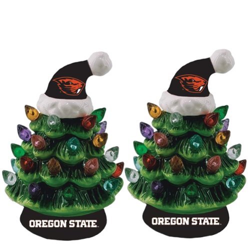 Evergreen Enterprises - Oregon State Beavers 2-Pack 4" Ceramic LED Christmas Tree Set - Multicolor-Front_Standard 