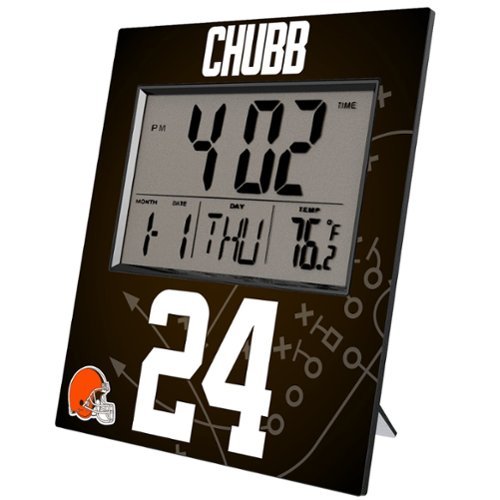 Keyscaper - Nick Chubb Cleveland Browns Digital Desk & Wall Clock - Multicolor-Front_Standard 