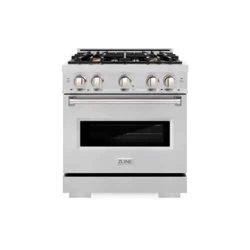 Front. ZLINE - 30" Classic Gas Range with Convection Oven with 4 Brass Burners (CGR-BR-30) - Stainless Steel.