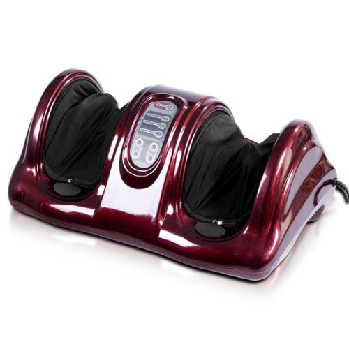 Costway Shiatsu Foot Massager Kneading and Rolling Leg Calf Ankle with Remote Burgundy - Burgundy/Black BUY IN SINGAPORE