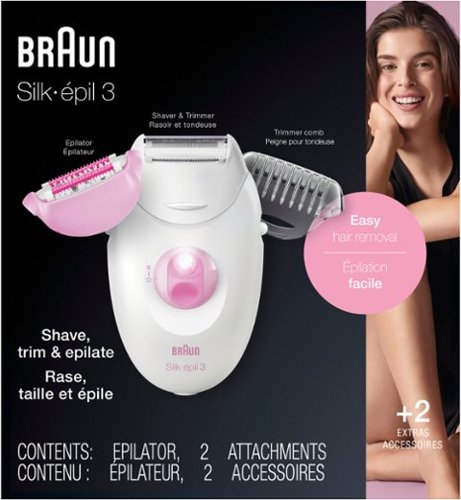 Braun  Silk-épil 3, Epilator for Women for Long-Lasting Hair Removal, White/Pink - White/Pink HOW TO BUY