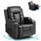 CloudRest Pro - Recliner Chair with Cup Holders PU Rocking Chair with Side Pockets Single Sofa Seat - Black-Front_Standard