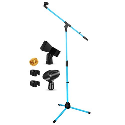 5 CORE - Mic Stand Floor Height Adjustable Tripod Microphone Stands w Extending Telescoping Boom Arm-MS 080 SKY BLU-Front_Standard 