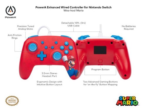 PowerA Enhanced Wired Controller for Nintendo Switch - Woo-hoo! Mario WORLDWIDE DELIVERY
