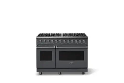 Front. Viking - 48 in. Wide 8 Burner Pro 5 Series 7.3Cu. Ft. Freestanding Sealed LP Dual Fuel Convection Range/Griddle - Cast Black - Cast Black.