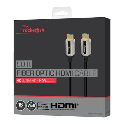 Rocketfish™ 50' 4K UltraHD In-Wall Rated Fiber Optic HDMI Cable with HDR Support - Black BUY IN EUROPE