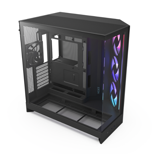 NZXT - H9 Flow RGB 2025 ATX Mid-Tower Dual-Chamber PC Case - Black