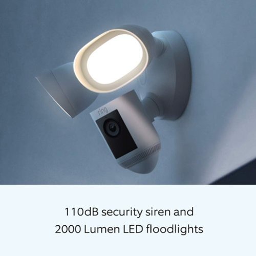 Ring  Floodlight Cam Pro with 2K Video and Ring Vision, 2 LED Lights, Dual Band Wi-Fi, and 3D Motion Detection - White WHERE TO BUY