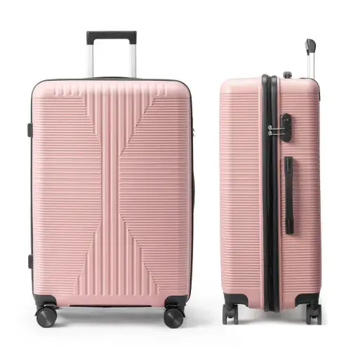 Front. Winado - 28" Hardshell Carry On Luggage with Spinner Wheels Lightweight PP Hardside Small Suitcase with Built-in Lock - Pink.
