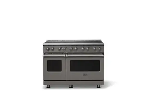 Front. Viking - 48 in. Wide 6 Elements Pro 5 Series 7.3 Cu. Ft. Freestanding 6 Element Induction Convection Range - Damascus Gray - Damascus Gray.