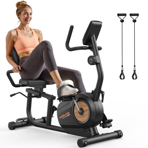 FED Fitness - Recumbent Exercise Bike for Home，Magnetic Staionary Bike for Seniors/Adults with Adjustable Seat - Black-Front_Standard 