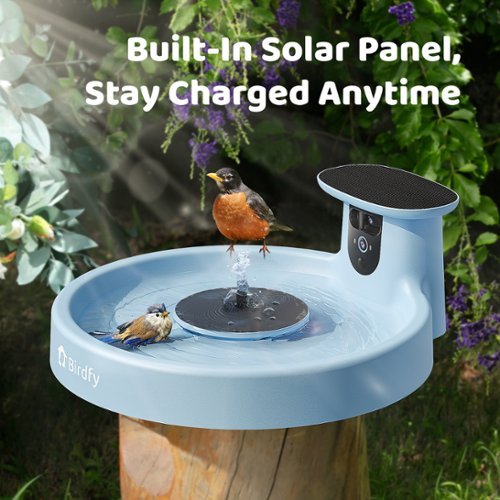 BIRDFY Birdfy Bird Bath Pro AI with Camera, Solar Powered, 1080P HD Bird Camera Auto Capture Bird Bath Videos - Blue GLOBAL SHIPPING