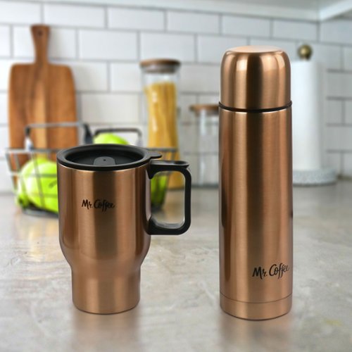 Mr. Coffee 2 Piece Thermal Bottle and Travel Mug Copper 310116552M