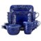 Elama - Lotus 16 Piece Square Dinnerware Set - Indigo-Front_Standard