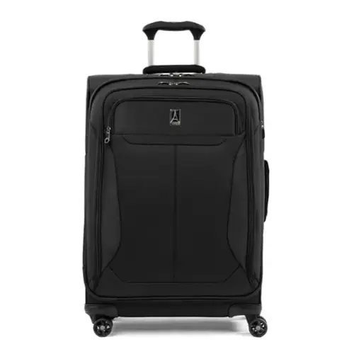 Front. Travelpro - Tourlite Softside Expandable 25" Checked Spinner Luggage - Black.