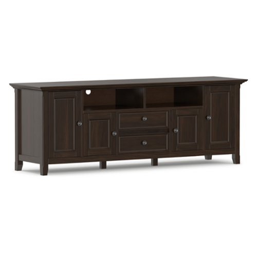Simpli Home - Amherst 72W Low TV Stand with Drawers, Doors and Cubbies - Brunette Brown-Front_Standard 