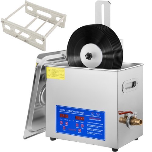 VEVOR - Ultrasonic Cleaner 6L Ultrasonic Vinyl Cleaner 7-12 Inch 8 Records Ultrasonic Vinyl Cleaning Machine 180W Ultrasonic - Silver-Front_Standard 