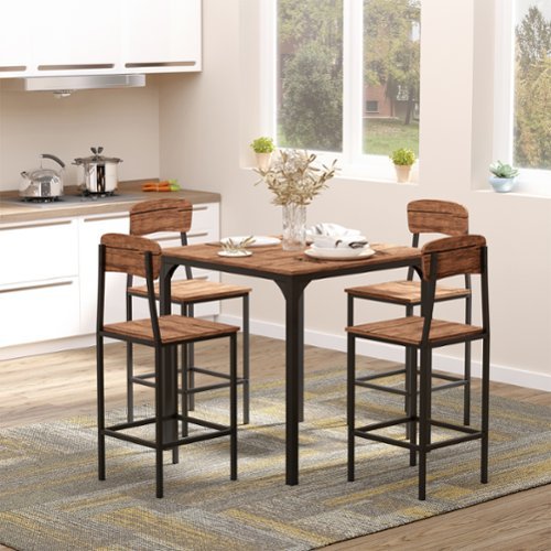 Homcom Counter Height Bar Table Set for 4, Square Kitchen Table