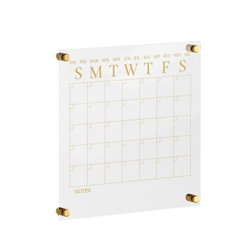 Martha Stewart - Grayson Premium Clear Acrylic Wall Calendar with Gold Printing and Dry Erase Marker - Clear/Gold