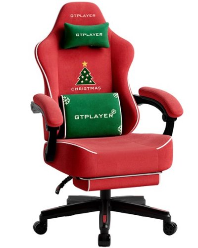 GTPlayer - Gaming Chair with Linkage Armrest Big and Tall Ergonomic High Back Velvet Computer Chair - Christmas-Front_Standard 