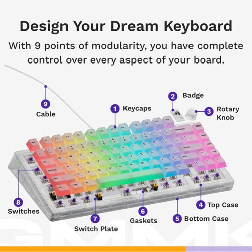 Glorious GMMK 3 75% Wired Mechanical Tactile Switch Gaming Keyboard with Hot-Swappable Switches - ExoFrost Edition - Exofrost WORLDWIDE DELIVERY