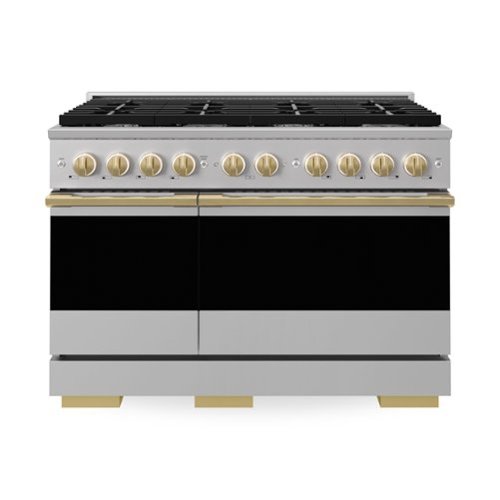 ZLINE - Autograph 48 in. 6.7 cu. ft. Marino Freestanding Double Oven Gas Range with 8 Burners and Polished Gold Accents - Stainless Steel